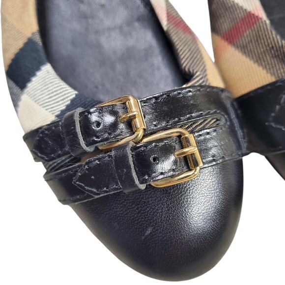 Burberry Flats Avonwick Nova Check Canvas Leather Buckle Detail - Size 7 - Picture 5 of 9